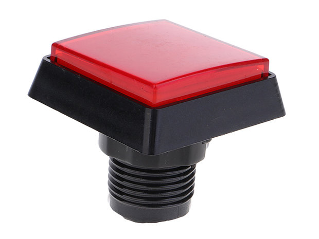 50x50mm "Push For Credit" Carré HP Led Arcade Push Button Rouge Pour Arcade Pinball Game Show Quiz Cabinets etc.