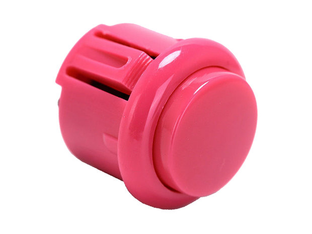  Bouton-poussoir d'arcade à clipser de 24 mm rose avec micro-interrupteur à clic doux intégré