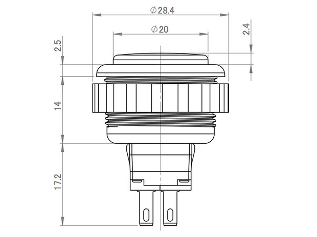 Seimitsu 24 mm PS-14-DN-K durchscheinender Druckknopf lila