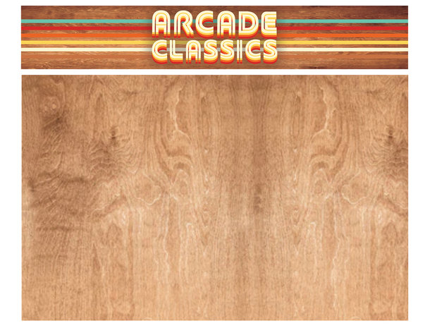  Arcade Bartop + Rahmen Vinyl Sticker Set 'Arcade Classics' in Holzoptik Design