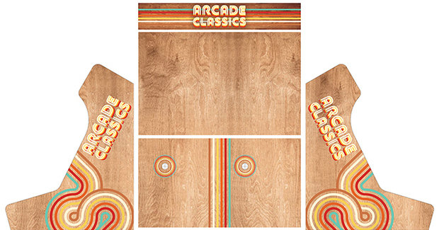   Arcade Bartop Vinyl Sticker Set 'Arcade Classics' in Wood Look Design
