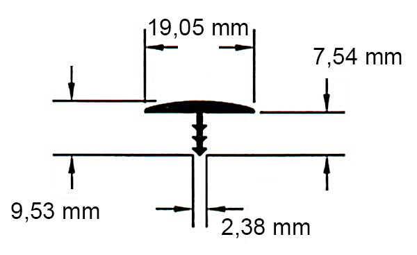 19mm T-Molding Zwart Leder Structuur 
