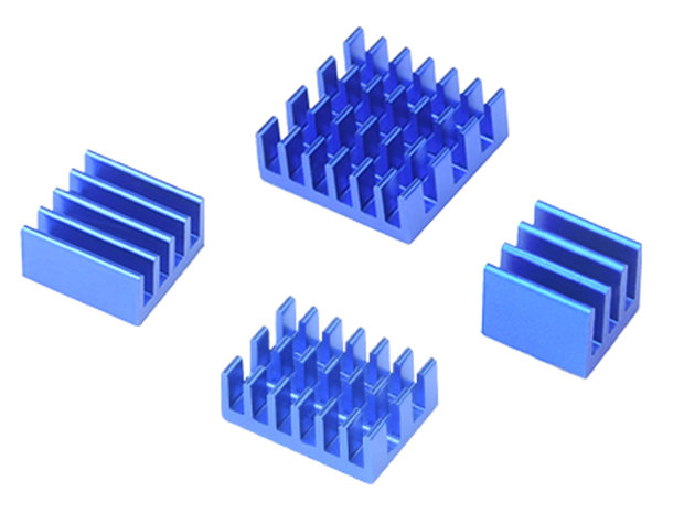 Raspberry Pi 4 B Aluminium-Kühlkörper / Kühlkörper, 4er-Set, blau eloxiert