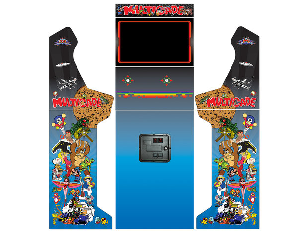 Bartop + Frame Vinyl Sticker Set 'Multicade Blue' - Arcade-Expert, Your Retro Arcade Gaming