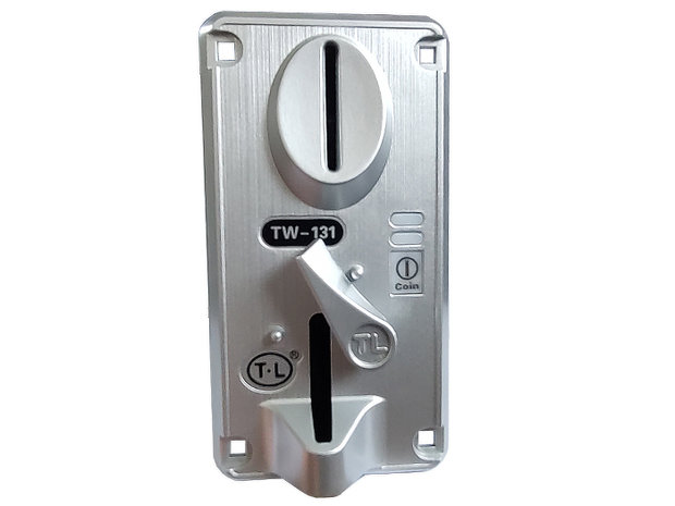 Advanced Comparative CPU Coin Acceptor with Brushed Aluminum Look Faceplate.