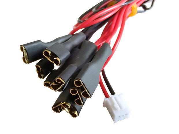 5V Daisy Chain met 10x 6,3mm Connectors voor Zero Delay Encoders met 2-pins JST-XH Aansluiting