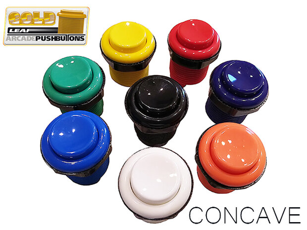 HQ Super Silent Concave Classic Gold-Leaf Arcade Push Button Black
