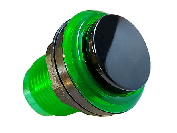 Bouton poussoir d'arcade à led transparent vert avec piston noir