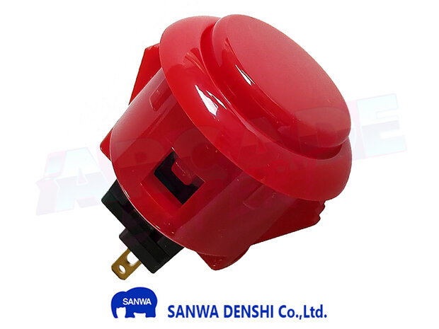 Sanwa Denshi OBSF-24 Snap-In Arcade Push Button Red