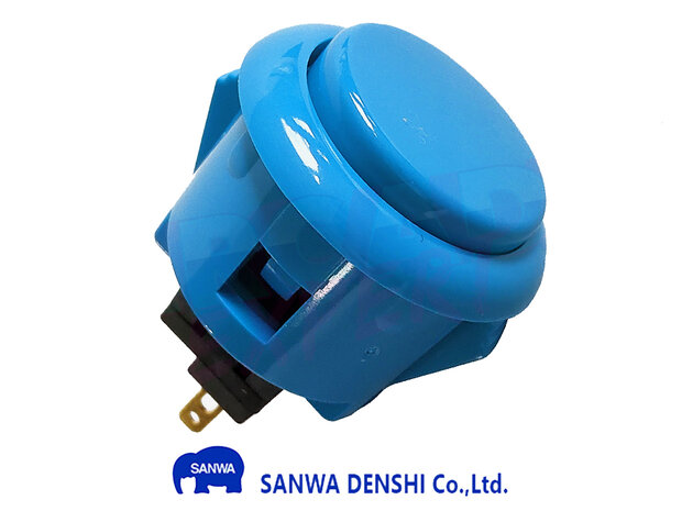 Sanwa Denshi OBSF-24 Snap-In Arcade Drukknop Lichtblauw