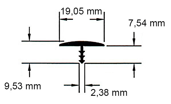 19mm (3/4") T-Molding Beige