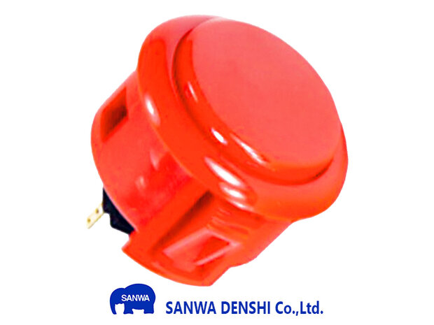 Sanwa OBSF-30 Vermilion Snap-In Arcade Push Button