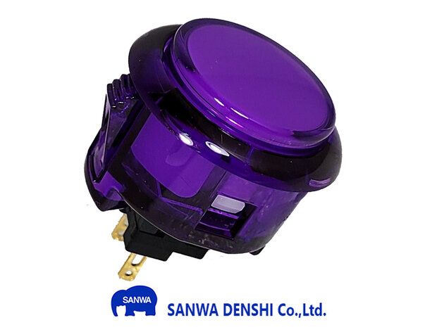 Sanwa OBSC-30 Violet Snap-In Transparent Arcade Push Button