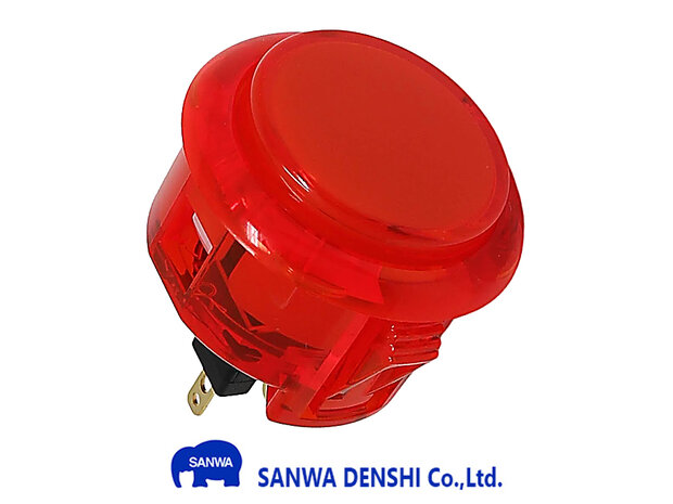  Bouton-poussoir d'arcade transparent encliquetable rouge Sanwa OBSC-30