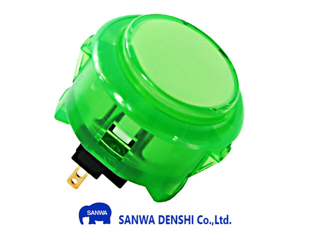  Sanwa Denshi OBSC-30 Snap-In Arcade Push Button Vert Translucide