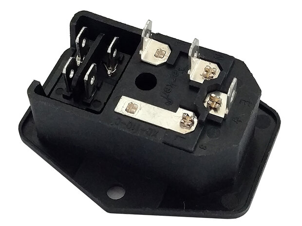 Fused Recessed Module With C14 Connection and Black On/Off Switch, DPST