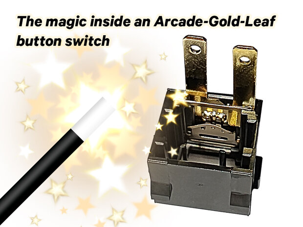Bouton poussoir d'arcade HQ Super Silent Concave Classic Gold-Leaf Blanc