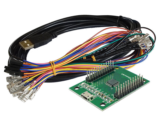  Xinmotek 2-Player USB-Controller mit 4,8 mm Tasten für PC, PS3, Raspberry Pi usw.