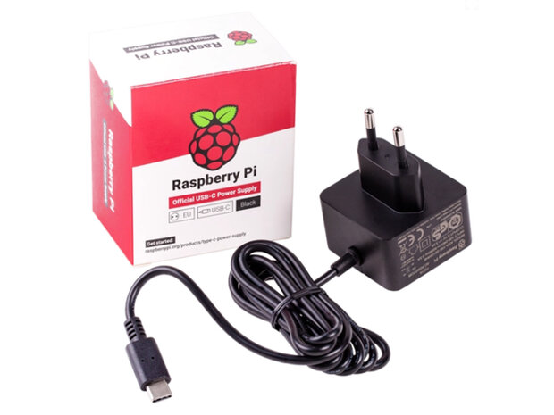 Officiële Raspberry Pi Netvoeding 5.1V / 5A / 27W / USB-C / EU 