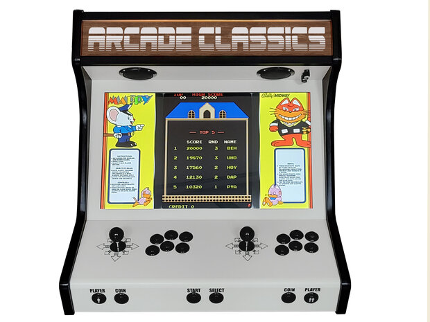 Premium Arcade Classics Wood Look WBE Arcade Bartop with Multi Platform Gaming System 