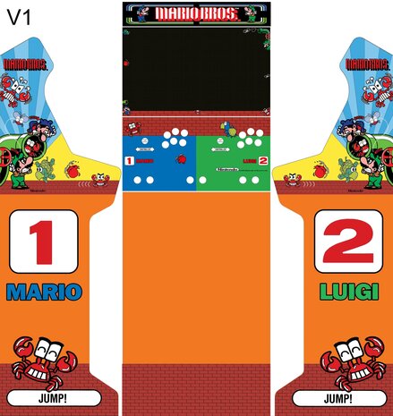 Arcade Bartop + Onderstel Vinyl Stickerset 'Mario Bros' 