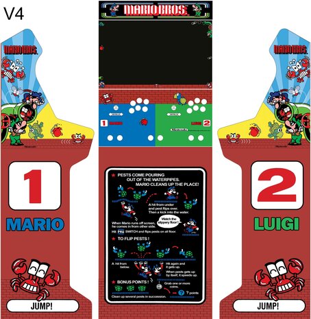 Arcade Bartop + Onderstel Vinyl Stickerset 'Mario Bros' 