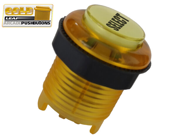 HQ Silent 'Select' 5V Gold-Leaf Led Arcade Push Button Yellow