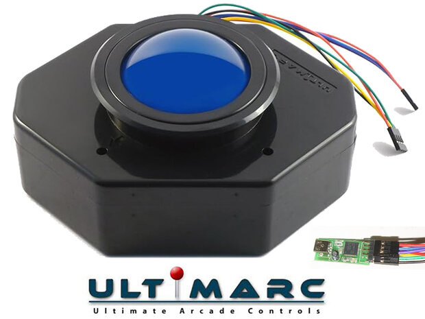 Ultimarc U-Trak Blue Translucent Arcade Trackball Inclusief USB Interface