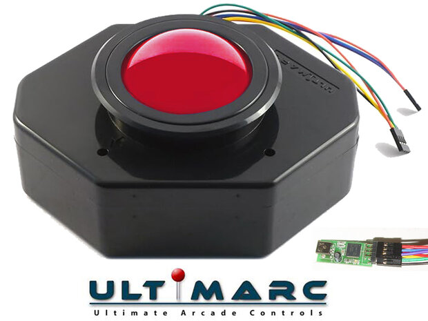 Ultimarc U-Trak Fire Ball Red Arcade Trackball Inclusief USB Interface