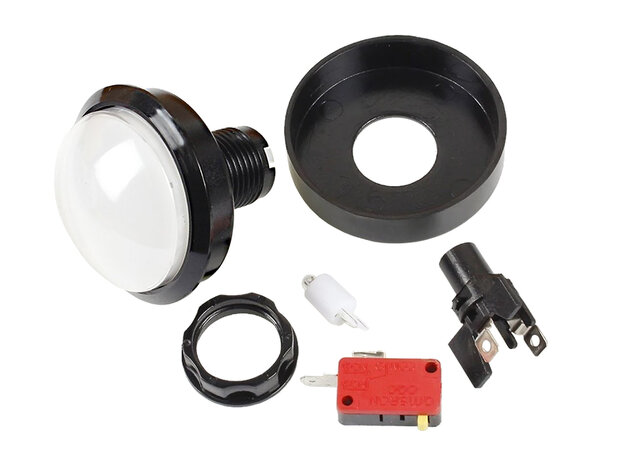 Bouton poussoir à led 60mm à profil bas, blanc