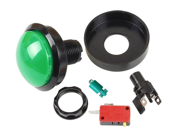 Bouton-poussoir LED à dôme à profil bas de 60 mm vert