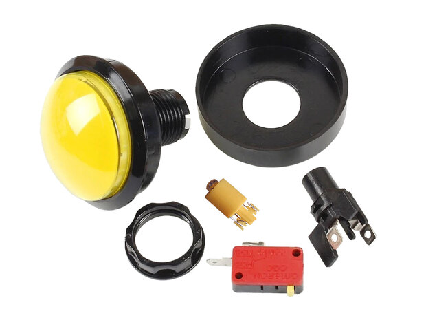 Bouton poussoir à led 60mm à profil bas, jaune