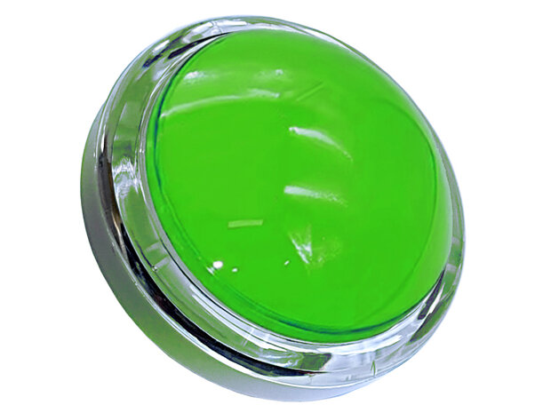 100mm Dome Led Arcade Push Button with Transparent Outer Rim Green