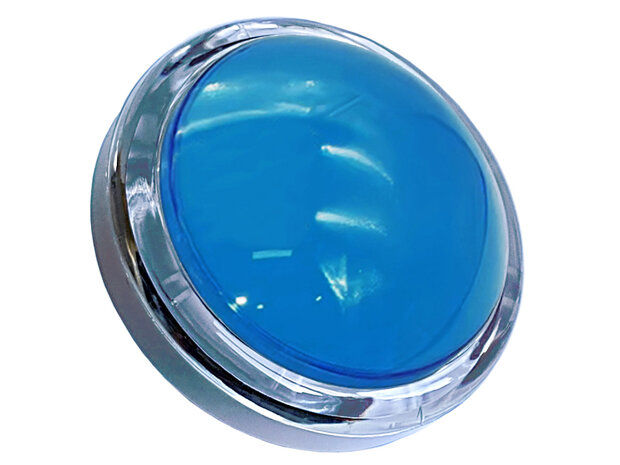 Bouton-poussoir d'arcade à led convexe de 100 mm avec bord extérieur transparent Bleu