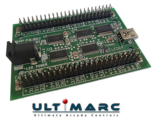 Ultimarc PacLED64 64-Kanaals LED controller Met 256 Lichtsterkte Instellingen.