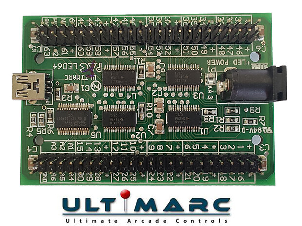 Ultimarc PacLED64 64-Kanaals LED controller Met 256 Lichtsterkte Instellingen.