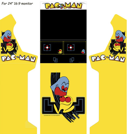Arcade Bartop + Onderstel Vinyl Stickerset 'Pac-Man' 