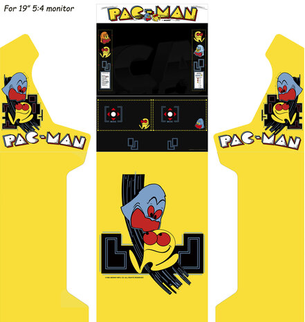Arcade Bartop + Onderstel Vinyl Stickerset 'Pac-Man' 
