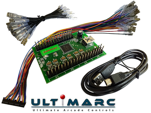 Ultimarc Mini PAC Toetsenbord Encoder met Bedradingsset voor Drukknoppen en Joysticks met 4,8mm Connectoren