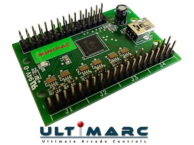 Ultimarc Mini PAC Toetsenbord Encoder met Bedradingsset voor Drukknoppen en Joysticks met 2,8mm en 4,8mm Connectoren