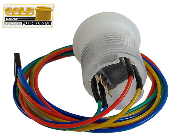 RGB Super Silent Gold Leaf Arcade Drukknop Wit met Zwarte Concave Plunjer
