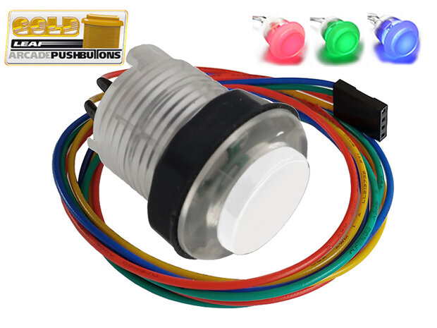 RGB Super Silent Gold Leaf Arcade Drukknop met Witte Concave Plunjer