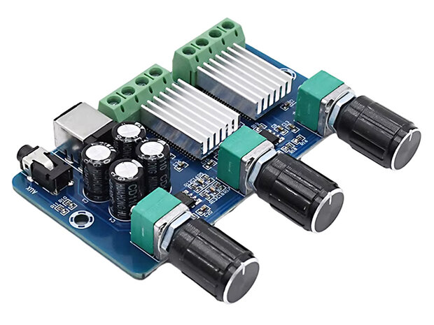 2.1 kanaals 2x15W + 30W Stereo Versterker Module met Dual Yamaha YDA138E Sound Processor Chip