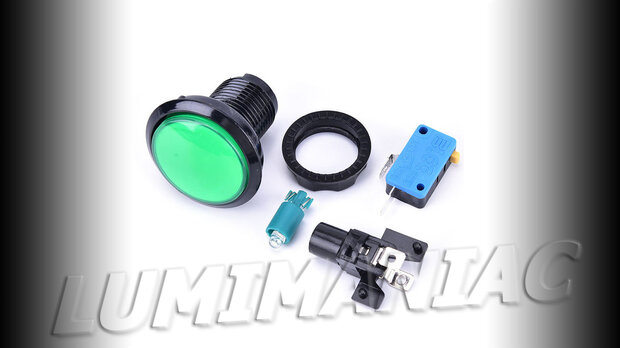 45mm Convex Led Push Button Green HP / LP Assembly for Arcade Pinball Game Show Quiz Cabinets etc.