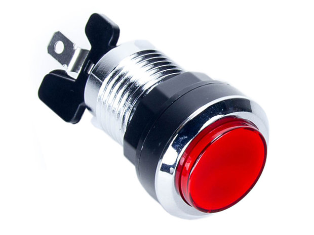 Bouton poussoir LED arcade convexe chromé HQ rouge