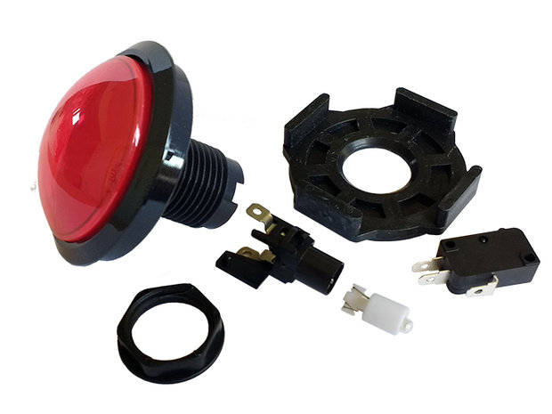 63mm Low Profile Dome Led Push Button Red 