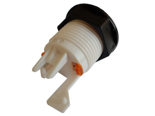 White Arcade Classic Push Button with Transparent Yellow Plunger