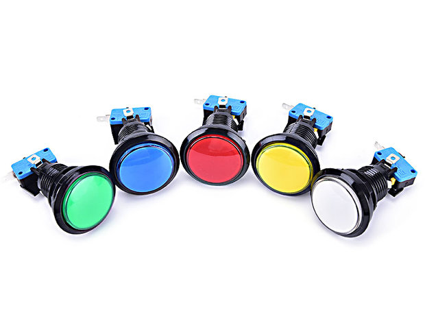 45 mm konvexe LED-Drucktaste Blau HP / LP-Baugruppe für Arcade Pinball Game Show Quizschränke usw.