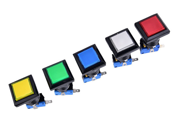 Bouton poussoir carré de 33mm LED pour la boîte de bouton de machine à sous de Mame Quiz d'arcade etc. vert