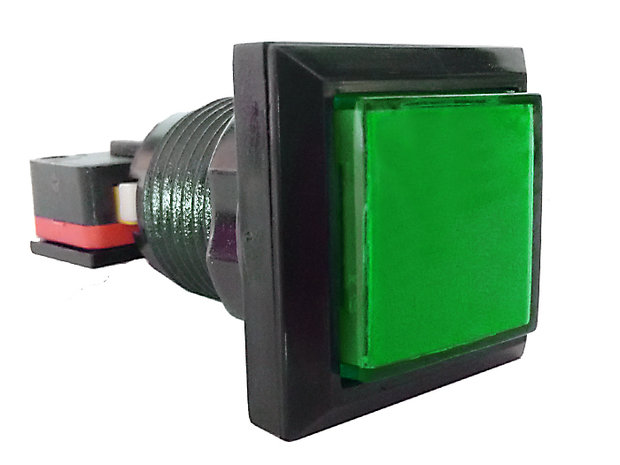 Square 33mm LED Push Button For Arcade Mame Quiz Slot Machine Button Box etc. Green